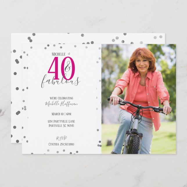 40 y fabulosas invitaciones para fiestas de cumple (Anverso / Reverso)