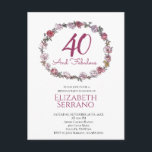 40 Y Fabuloso Anillo De Rosas Invitación A Fiesta<br><div class="desc">Elegante 40 y fabuloso anillo de rosas rosadas y rojas de la invitación de cumpleaños de los rosas con una moderna letra de guión de marrón o borgoña sobre blanco. Elegante y agradable. Me inspiré para crear una invitación más elegante para un fiesta más formal para una celebración de 40...</div>