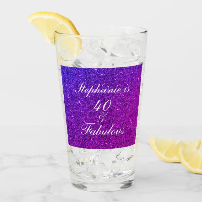 40 Y Fabuloso Purpurina De Cumpleaños Pink Purple  (Anverso (hielo))