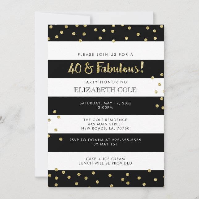 40 y invitaciones fabulosas de la fiesta de (Anverso)