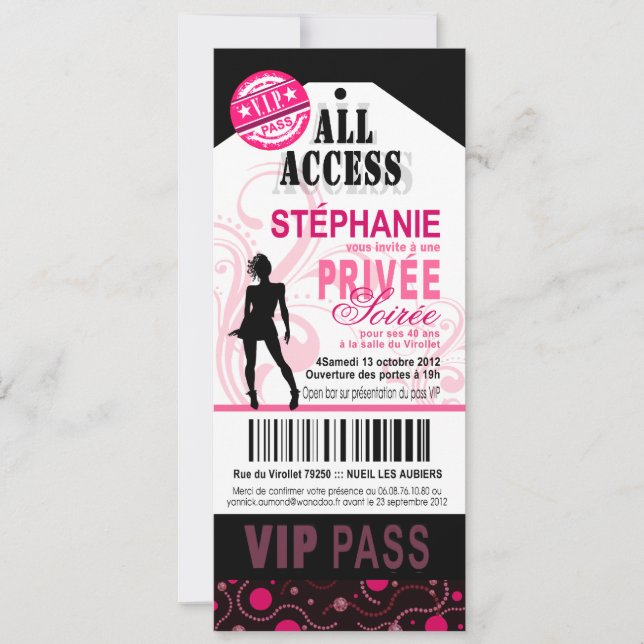 40ème fête VIP d'aniversaire personnalisée privé (Anverso)