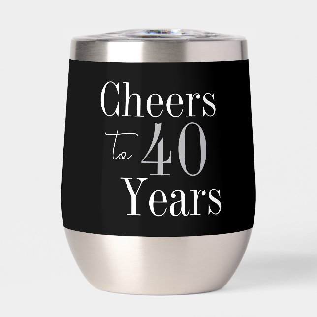 40th Birthday Cheers Black Silver Party Favor (Frente)