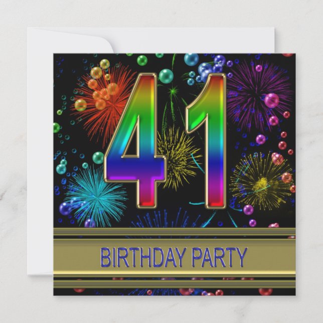 41ª fiesta de cumpleaños Invitación con burbujas (Anverso)