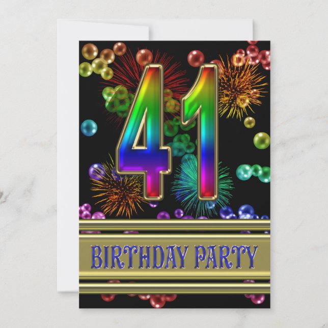 41ª fiesta de cumpleaños Invitación con burbujas (Anverso)