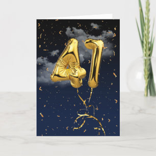 41.ª Tarjeta de Confetti y globo de oro de cumplea