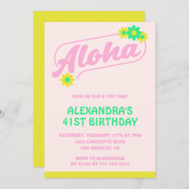 41 invitaciones de cumpleaños Tropical Aloha Pink