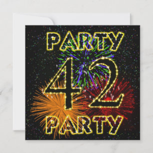 42.ª invitación a fiesta de cumpleaños con fuegos 