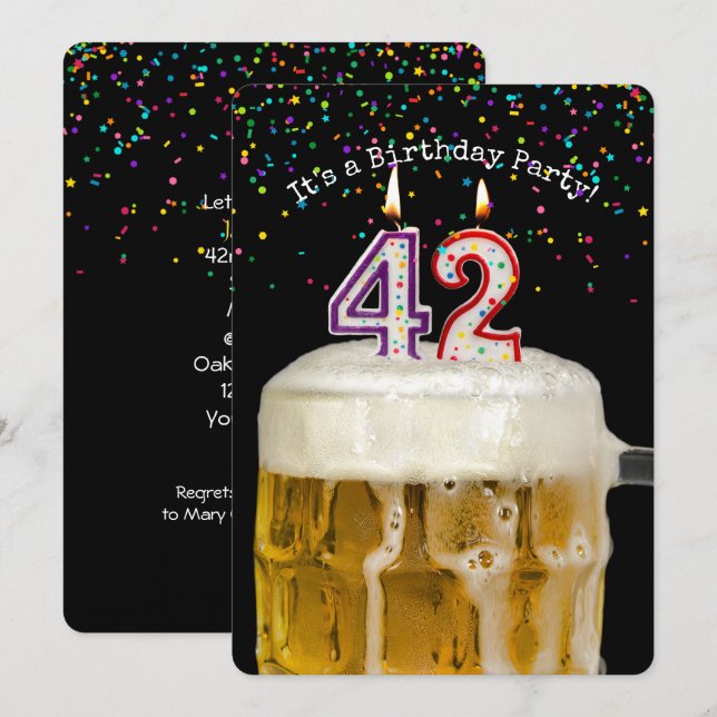 42.ª Invitación a la fiesta de las velas de cumple (Anverso / Reverso)
