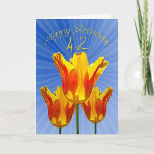42.ª tarjeta de cumpleaños, tulipanes llenos de so