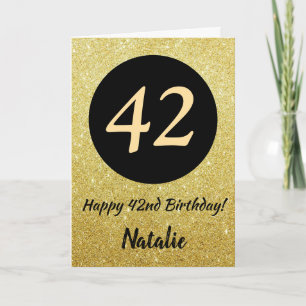 42.ª tarjeta de Purpurina de cumpleaños feliz negr