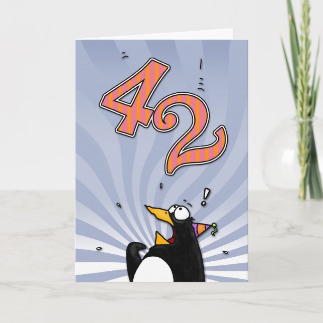 42.º cumpleaños - Tarjeta de sorpresa para pingüin (Anverso)