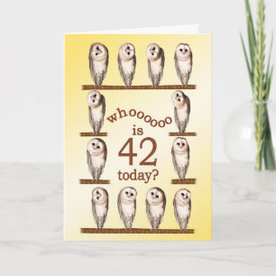 42 cumpleaños, tarjeta Curious owls.