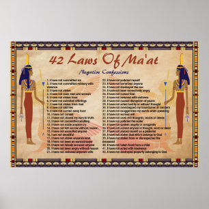42 Leyes de Maat - Póster de Confesiones Negativas