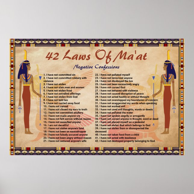42 Leyes de Maat - Póster de Confesiones Negativas (Frente)