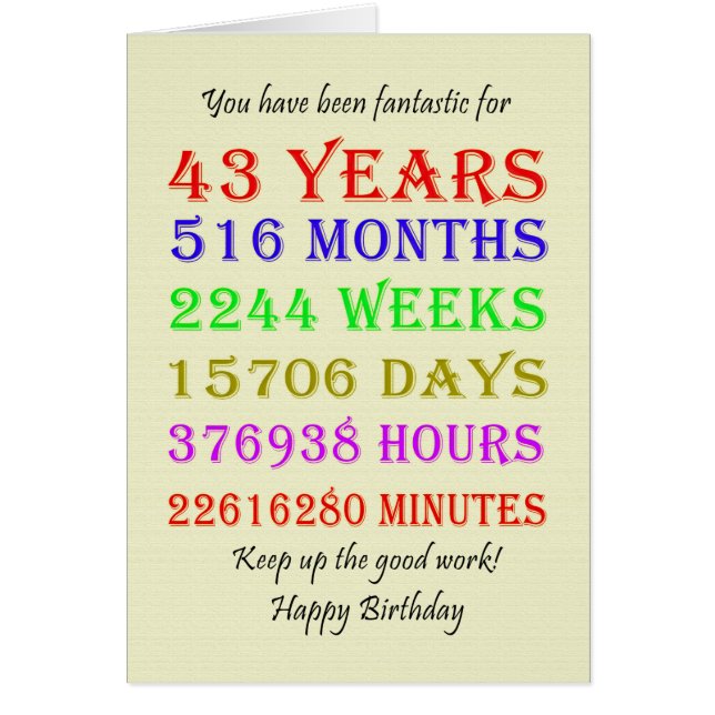 43.ª fecha de nacimiento (Frente)