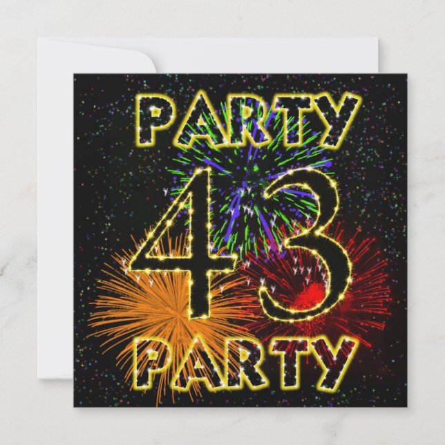 43.ª invitación a fiesta de cumpleaños con fuegos  (Anverso)