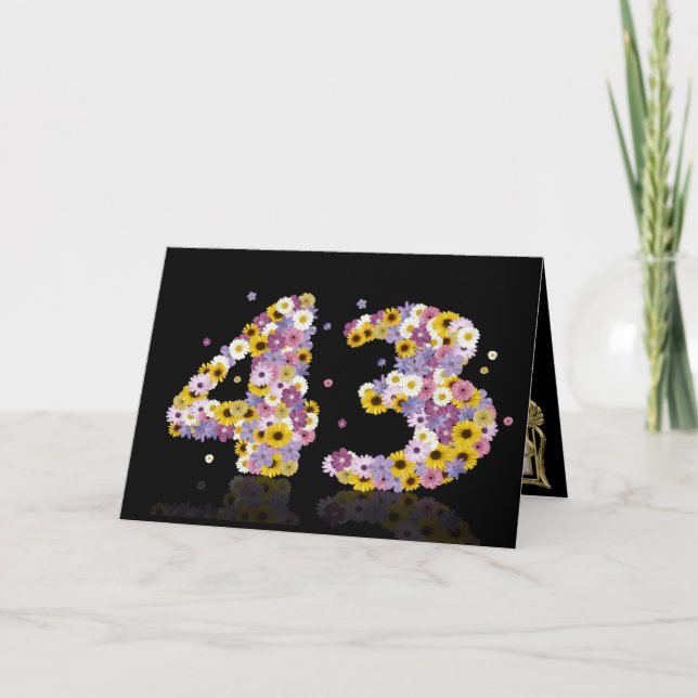 43.ª tarjeta de cumpleaños con letras floridas (Anverso)