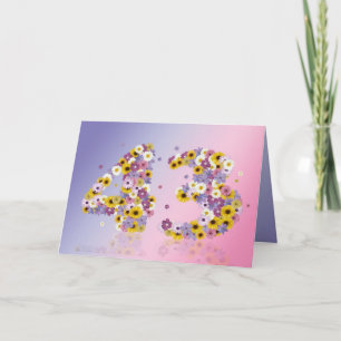 43.ª tarjeta de cumpleaños con letras floridas