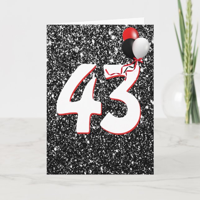 43 globos de cumpleaños con tarjeta de Purpurina n (Anverso)