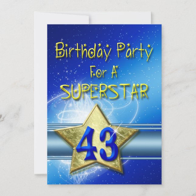 43er cumpleaños invitación a una superestrella. (Anverso)