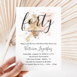 440.ª Invitación de cumpleaños para mujer<br><div class="desc">Esta Invitación de cumpleaños número 40 cuenta con un salpicón de color rosa y dorado y una moderna combinación de fuentes de moda. Con sus vibraciones femeninas, es ideal para una mujer de moda moderna. ¿Lo necesitas para otra edad? No hay problema, se puede personalizar haciendo clic en el botón...</div>