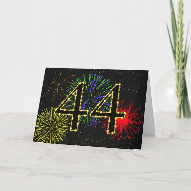 44.ª tarjeta de cumpleaños con fuegos artificiales (Anverso)