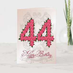 44.ª tarjeta de cumpleaños con rosas y hojas