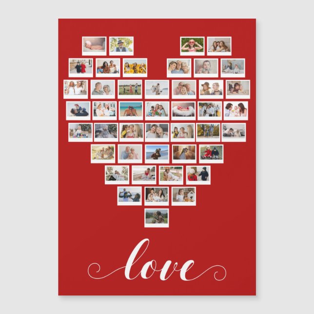 44 Photo Collage Camera Film Heart Magnetic Card (Anverso)