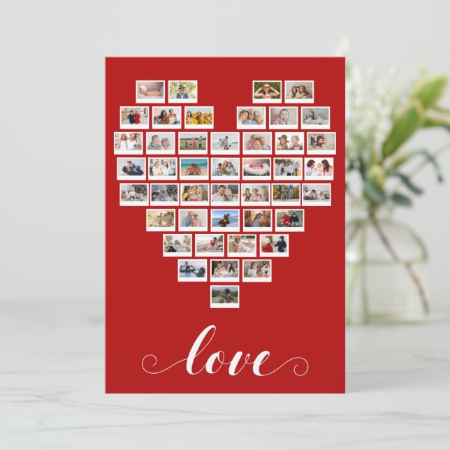 44 Photo Collage Camera Film Love White Heart Card (Anverso de pie)