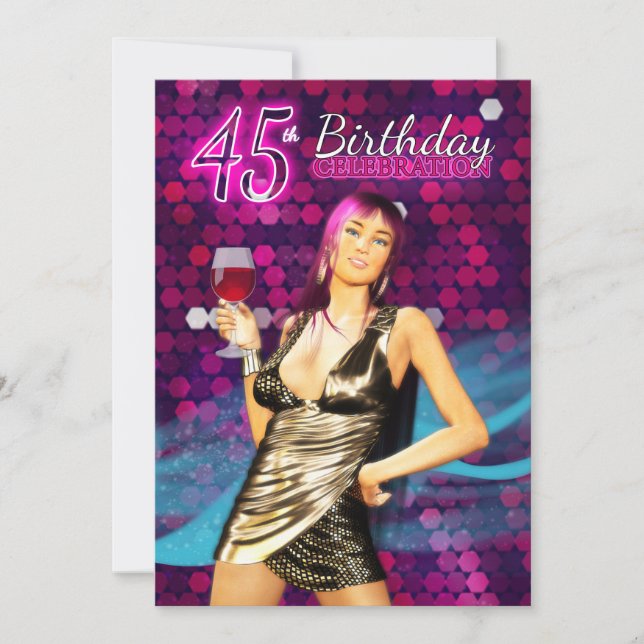45ª invitación a fiesta de cumpleaños - Bling Styl (Anverso)
