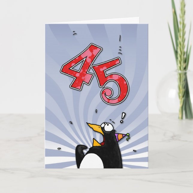 45º cumpleaños - Tarjeta de sorpresa para pingüino (Anverso)