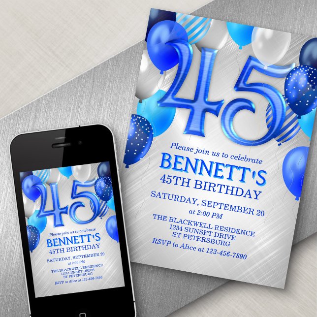 45.ª Invitación al cumpleaños azul (Subido por el creador)