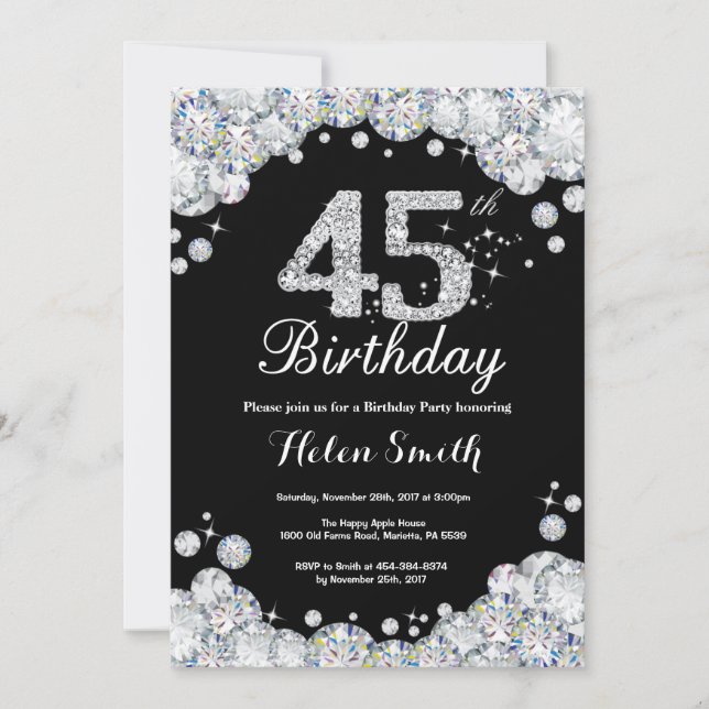 45.ª invitación de cumpleaños Carbono de plata (Anverso)