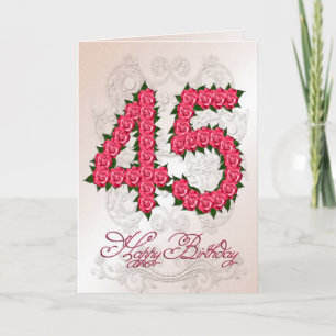 45.ª tarjeta de cumpleaños con rosas y hojas