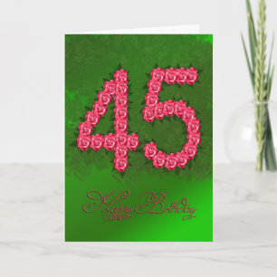 45.ª tarjeta de cumpleaños con rosas y hojas