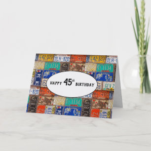 45.ª Tarjeta de Placas de Licencia Rusty de Cumple