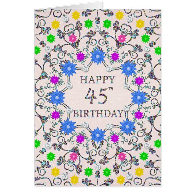 45.º cumpleaños Flores abstractas (Frente)