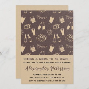 45.º cumpleaños invitaciones Hombres Cerveza Rústi