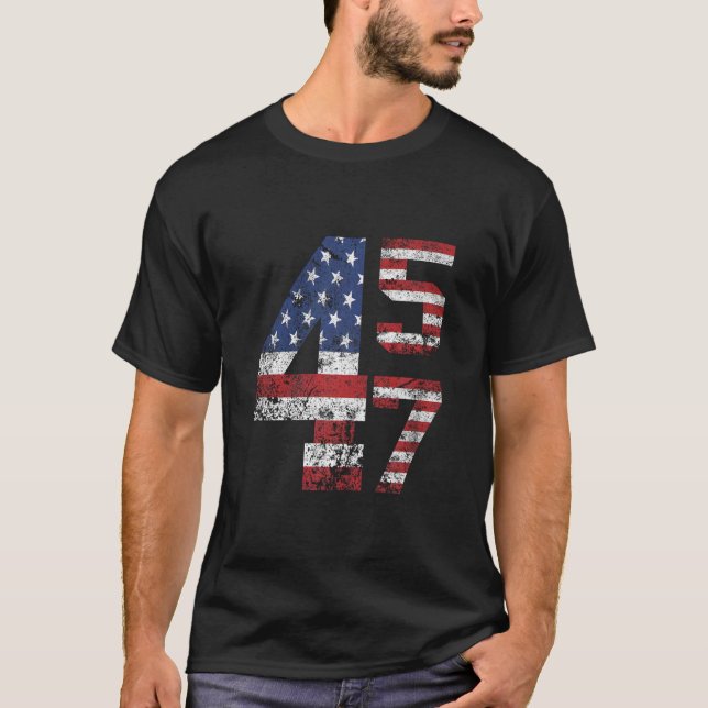 45 47 Trump 2024 Bandera Americana Camiseta (Anverso)