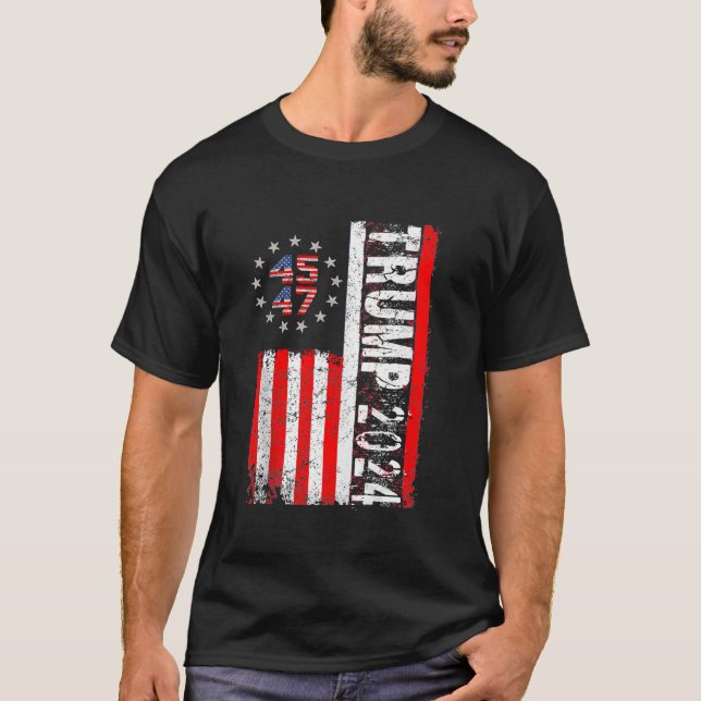 45 47 Trump 2024 Bandera Americana Camiseta (Anverso)
