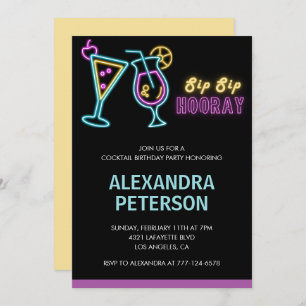 45 años invitaciones Cocktail Neon Glow