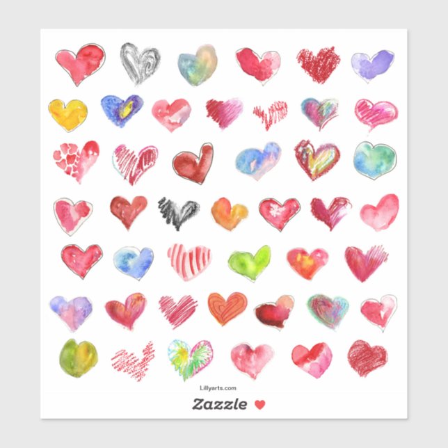 45 Diseños De Corazón De Amor Para Pegatinas (Hoja)