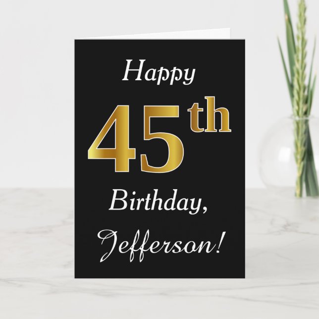 45.o cumpleaños del falso oro simple + Tarjeta de (Anverso)