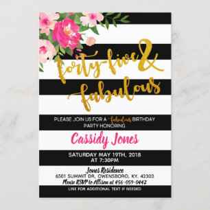 45 y fabulosa invitación por cumpleaños