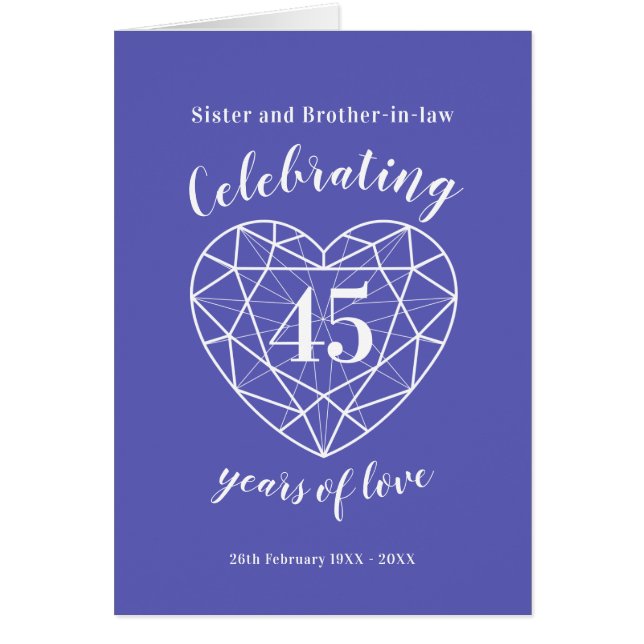 45th wedding anniversary 45 years of love card (Frente)