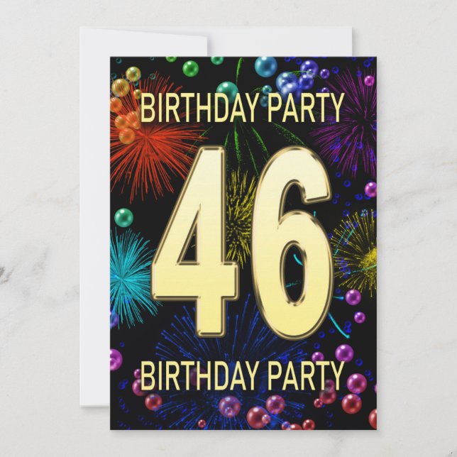 46.ª fiesta de cumpleaños Invitación a fuegos arti (Anverso)