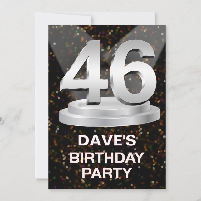 46.ª invitación a fiesta de cumpleaños Añadir un n (Anverso)