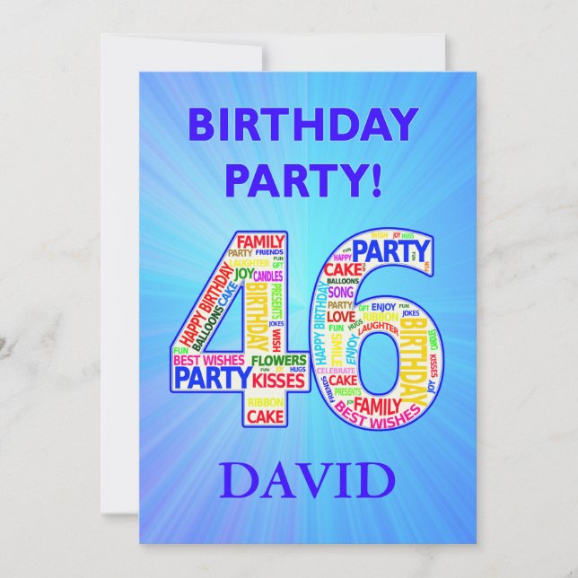 46.ª invitación a fiesta de cumpleaños Añadir un n (Anverso)