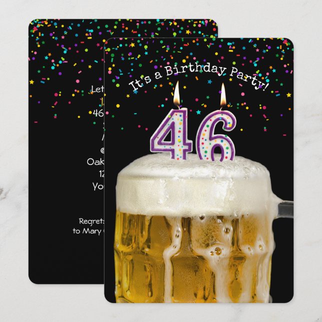 46.ª invitación a la fiesta de las velas de cumple (Anverso / Reverso)