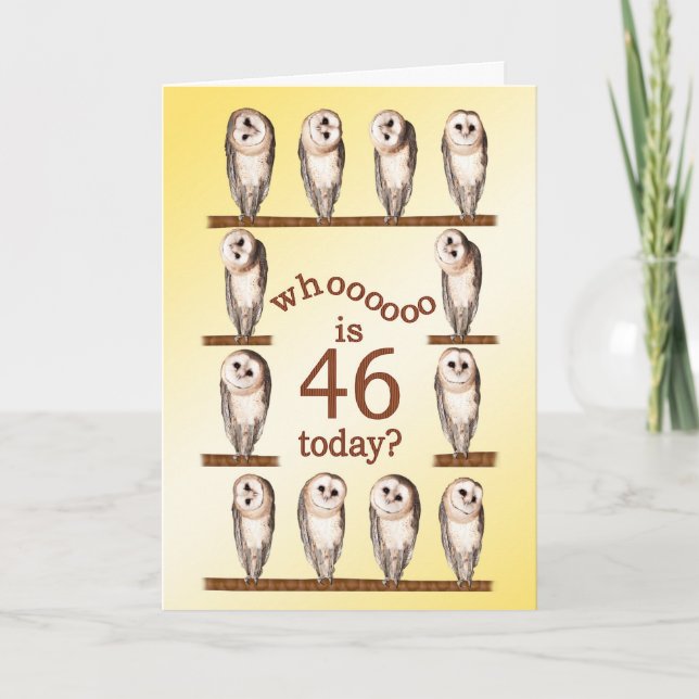 46 cumpleaños, tarjeta Curious owls. (Anverso)